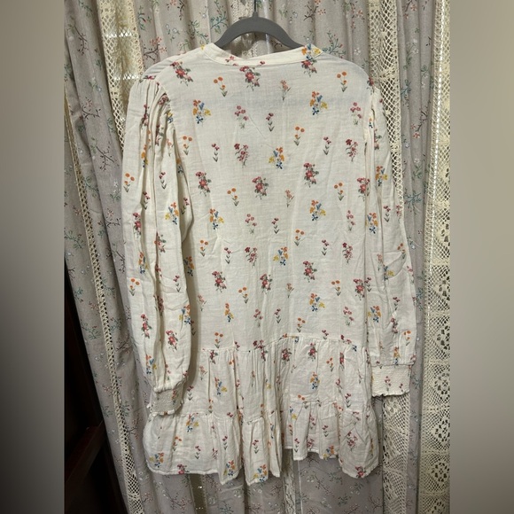 Rachel Parcell Floral Long Sleeve Cotton Gauze Mini Dress Size Large NWT - Picture 5 of 8